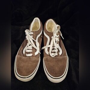 Vans Brown and White Men's Sneakers Size 7.5